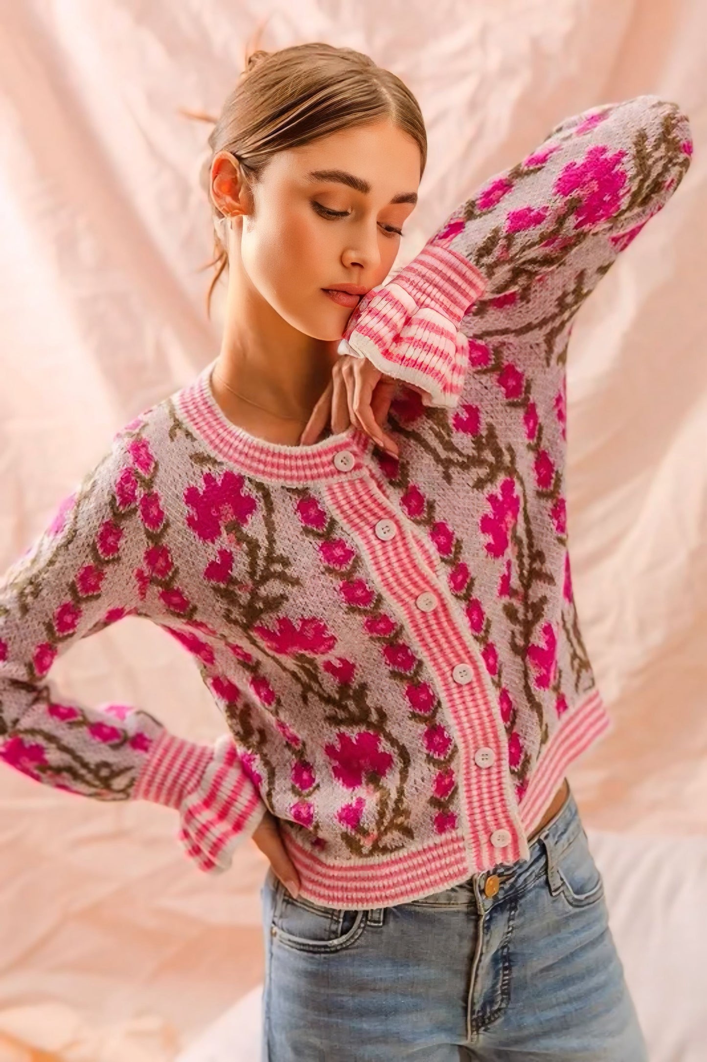Floral Sweater Cardigan
