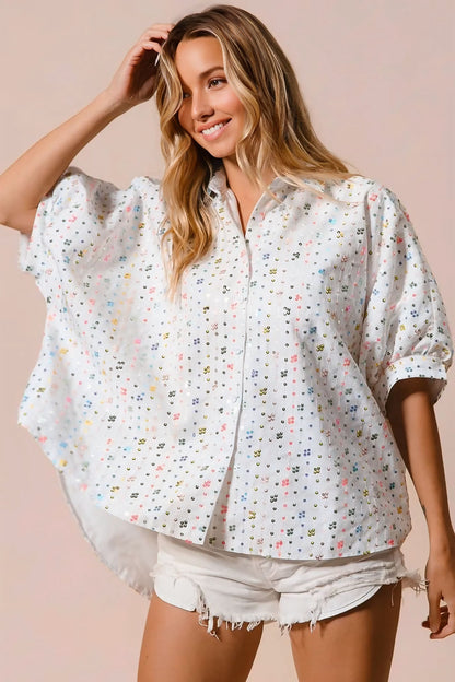 Colorful Sequin Striped Short Sleeve Blouse