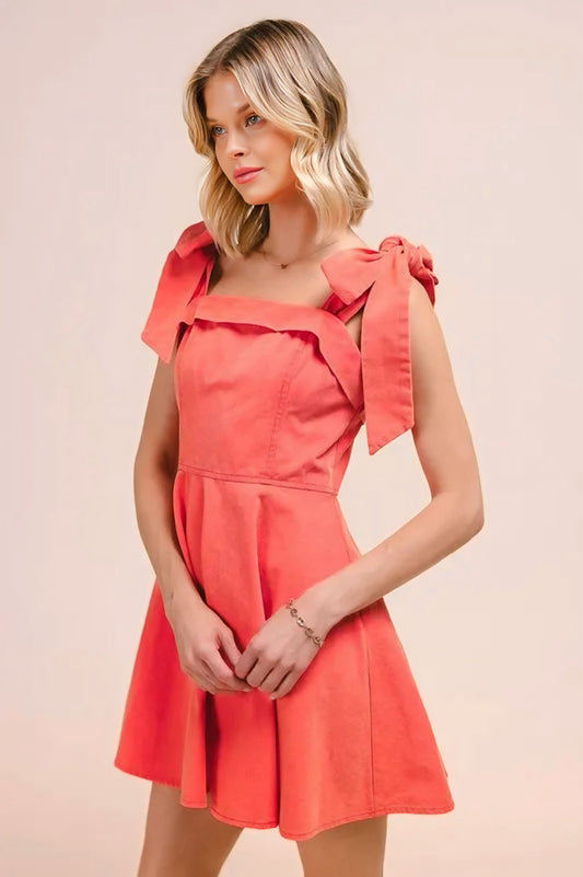 Fit and Flare Washed Gameday Dress - Orange