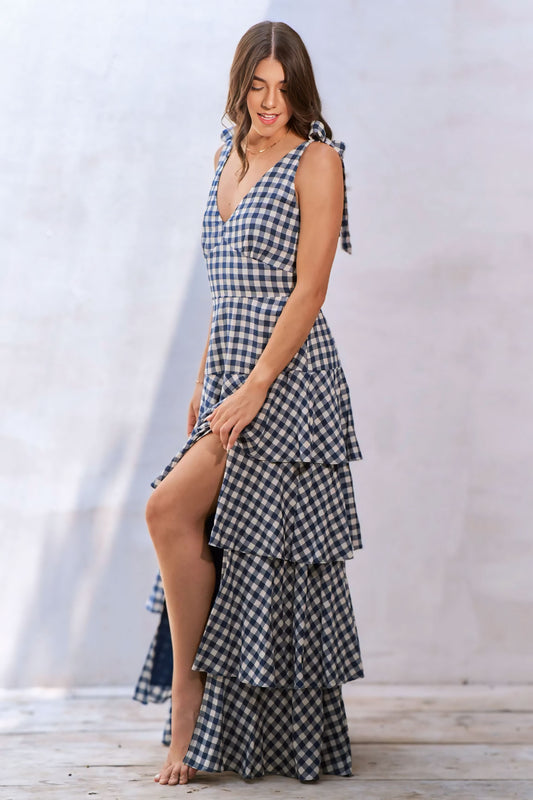 Gingham Tiered Maxi Dress