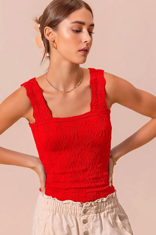 Floral Jacquard Seamless Tank Top