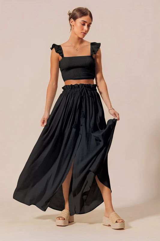 Smocked Top and Flowy Maxi Skirt Set