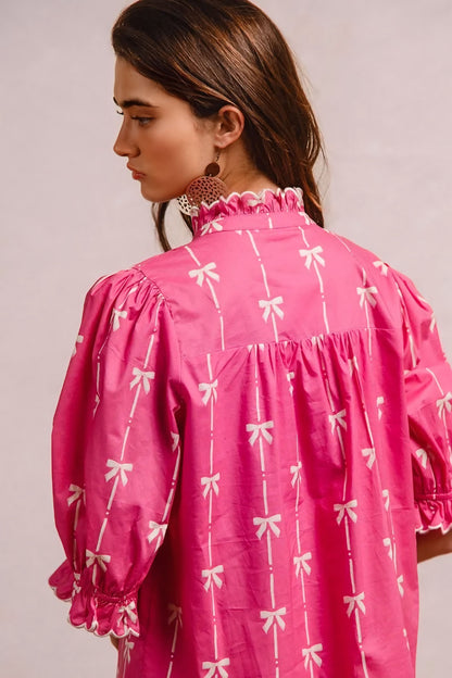 Ribbon Patterns With Scallops Edge Details Dress