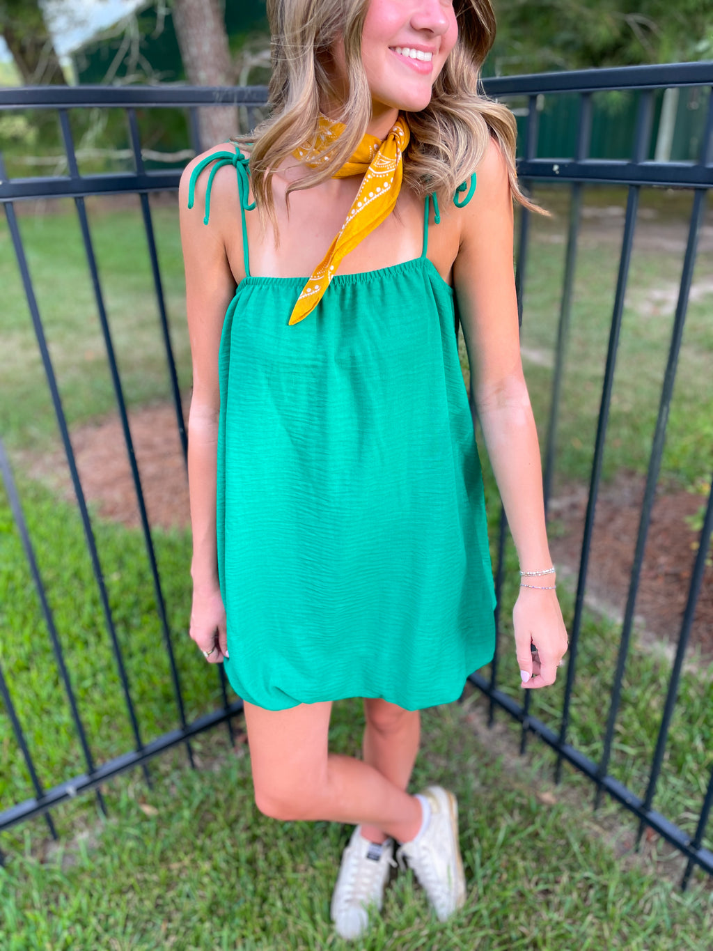 Going Green Mini Bubble Dress