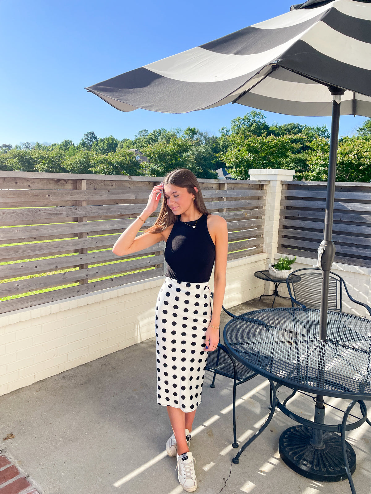 Satin Polka Dot Maxi Skirt
