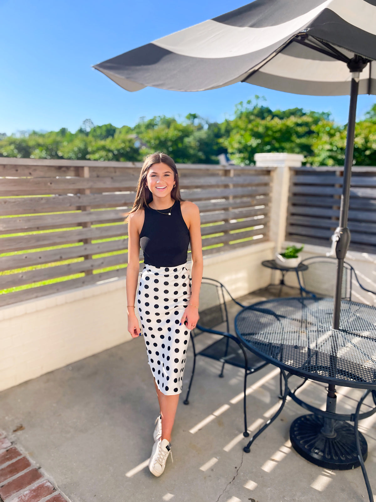 Satin Polka Dot Maxi Skirt