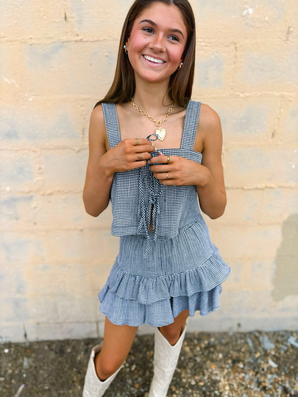 Game Day Gingham Skirt Set