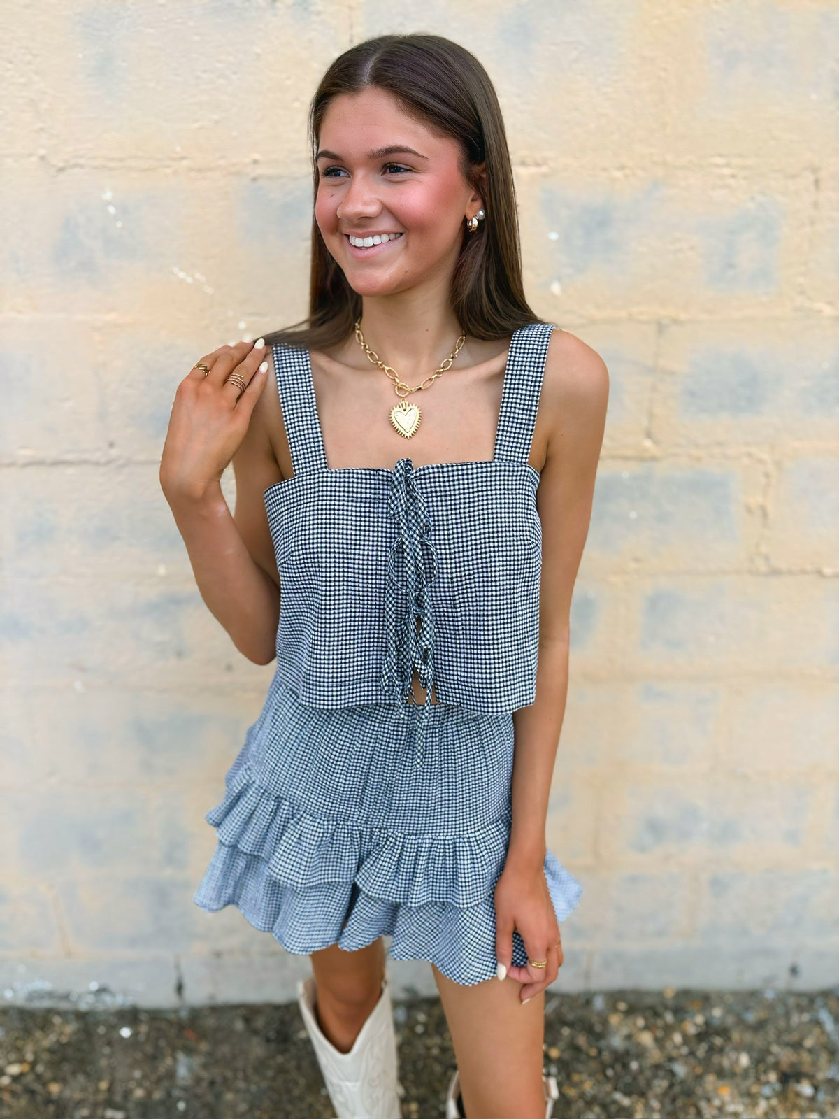 Game Day Gingham Skirt Set