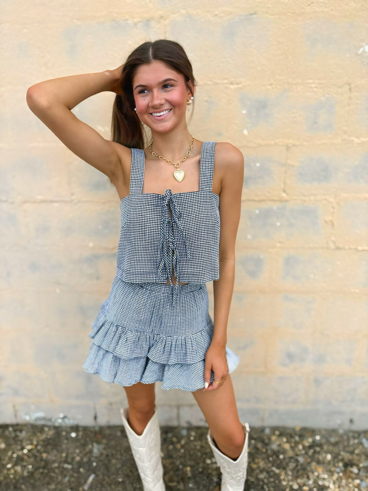 Game Day Gingham Skirt Set