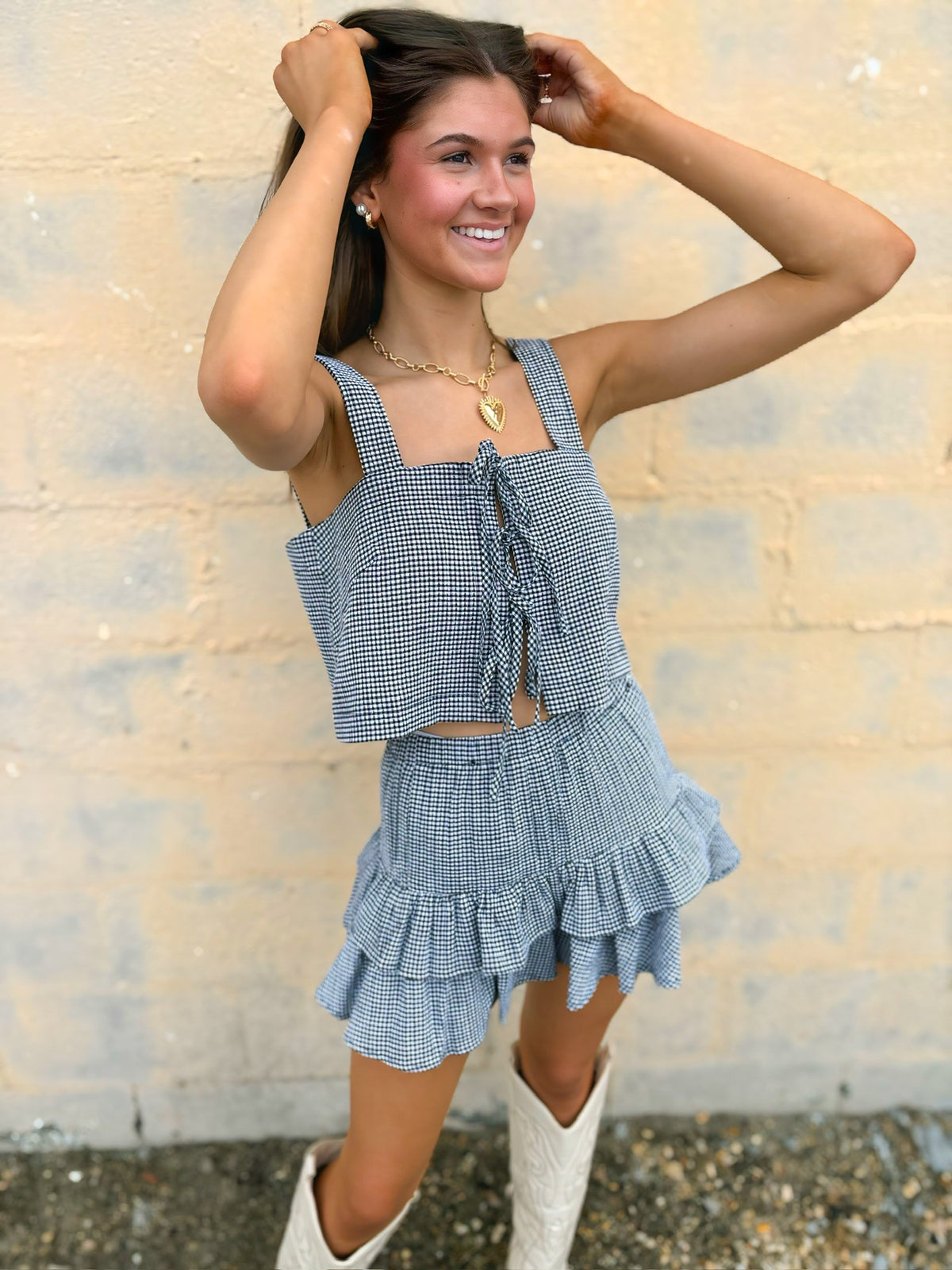 Game Day Gingham Skirt Set