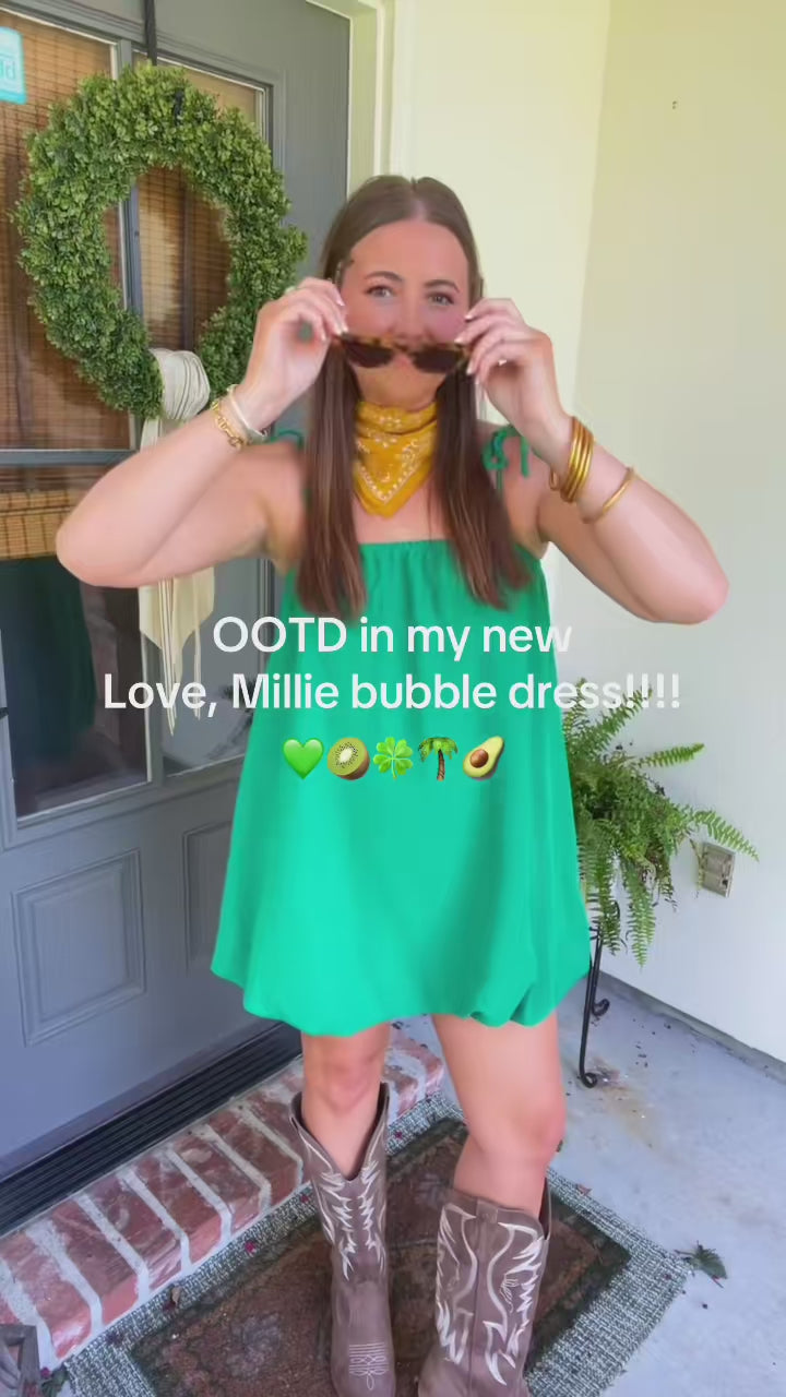 Going Green Mini Bubble Dress